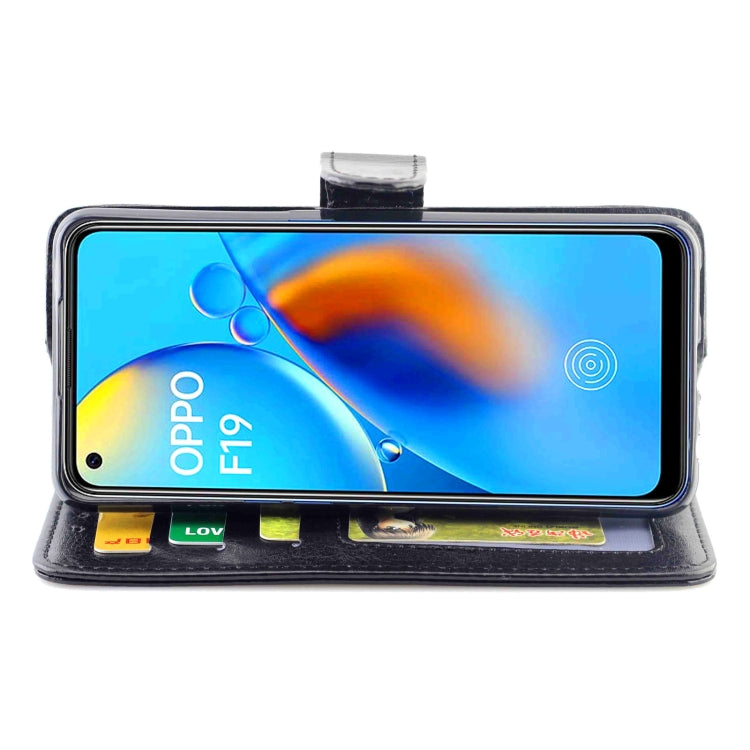 For OPPO F19/A74(4G) Crazy Horse Texture Leather Horizontal Flip Protective Case with Holder & Card Slots & Wallet & Photo Frame