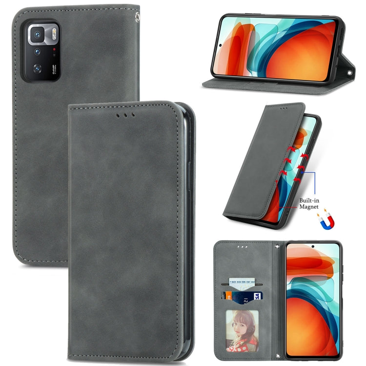 For Xiaomi Redmi Note 10 Pro 5G Retro Skin Feel Business Magnetic Horizontal Flip Leather Case with Holder & Card Slots & Wallet & Photo Frame