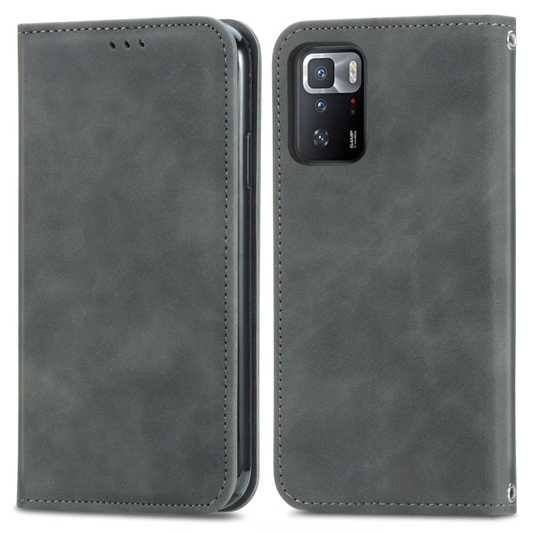 For Xiaomi Redmi Note 10 Pro 5G Retro Skin Feel Business Magnetic Horizontal Flip Leather Case with Holder & Card Slots & Wallet & Photo Frame