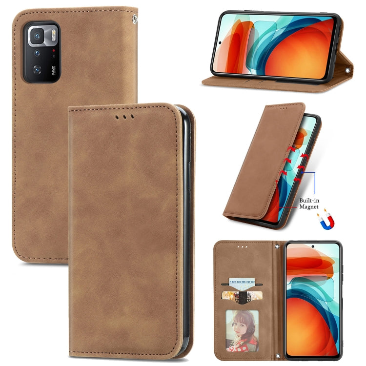 For Xiaomi Redmi Note 10 Pro 5G Retro Skin Feel Business Magnetic Horizontal Flip Leather Case with Holder & Card Slots & Wallet & Photo Frame