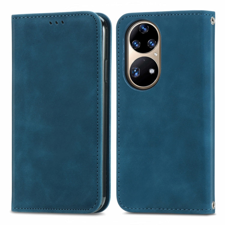 For Huawei P50 Pro Retro Skin Feel Business Magnetic Horizontal Flip Leather Case with Holder & Card Slots & Wallet & Photo Frame
