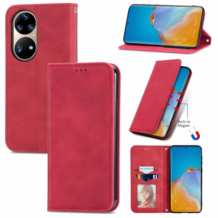 For Huawei P50 Pro Retro Skin Feel Business Magnetic Horizontal Flip Leather Case with Holder & Card Slots & Wallet & Photo Frame