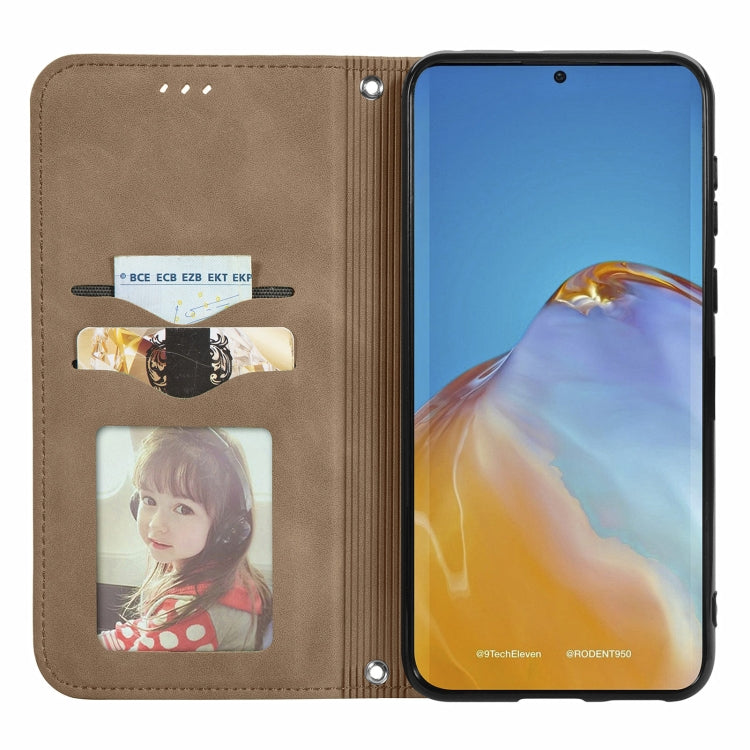 For Huawei P50 Pro Retro Skin Feel Business Magnetic Horizontal Flip Leather Case with Holder & Card Slots & Wallet & Photo Frame