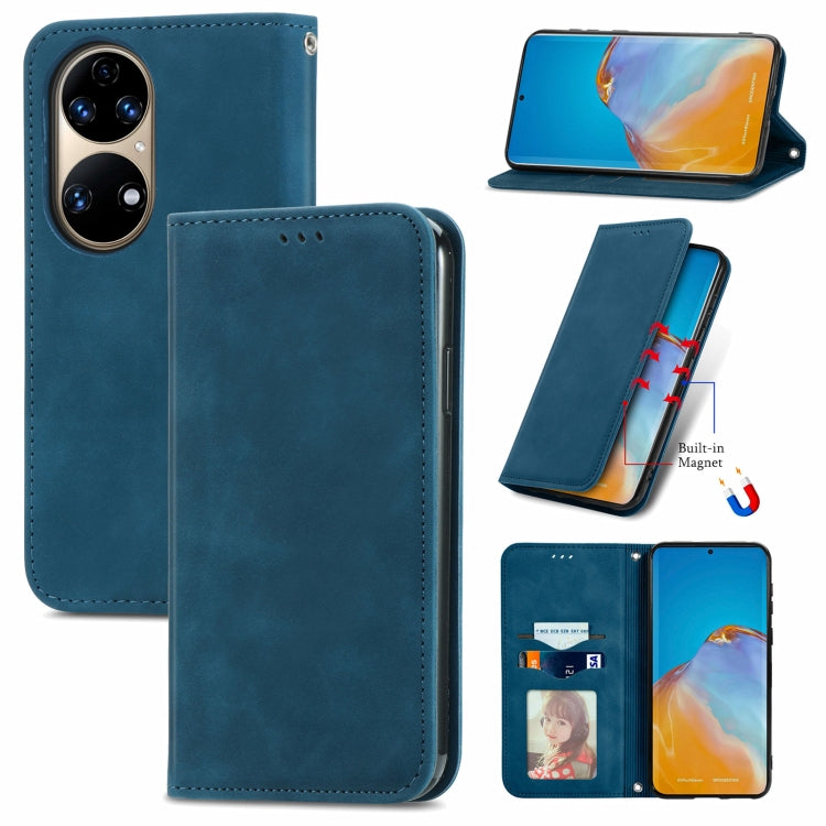 For Huawei P50 Retro Skin Feel Business Magnetic Horizontal Flip Leather Case with Holder & Card Slots & Wallet & Photo Frame