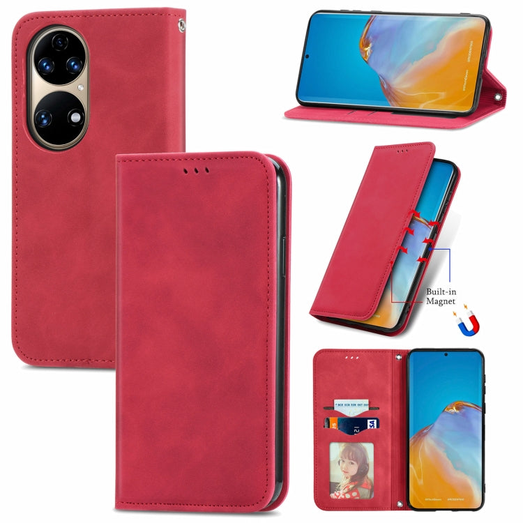 For Huawei P50 Retro Skin Feel Business Magnetic Horizontal Flip Leather Case with Holder & Card Slots & Wallet & Photo Frame