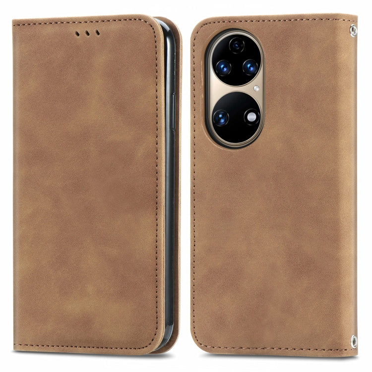 For Huawei P50 Retro Skin Feel Business Magnetic Horizontal Flip Leather Case with Holder & Card Slots & Wallet & Photo Frame