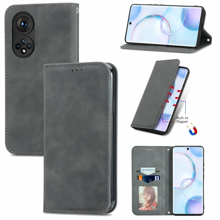 For Honor 50 Retro Skin Feel Business Magnetic Horizontal Flip Leather Case with Holder & Card Slots & Wallet & Photo Frame