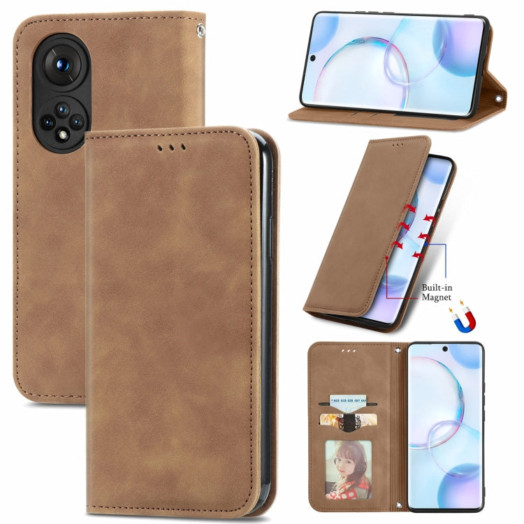 For Honor 50 Retro Skin Feel Business Magnetic Horizontal Flip Leather Case with Holder & Card Slots & Wallet & Photo Frame