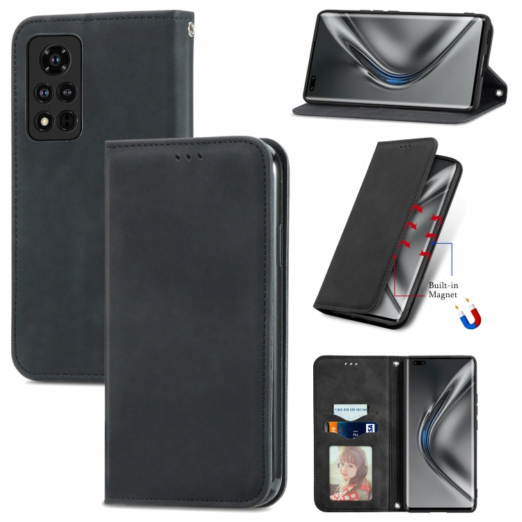For Honor V40 5G Retro Skin Feel Business Magnetic Horizontal Flip Leather Case with Holder & Card Slots & Wallet & Photo Frame