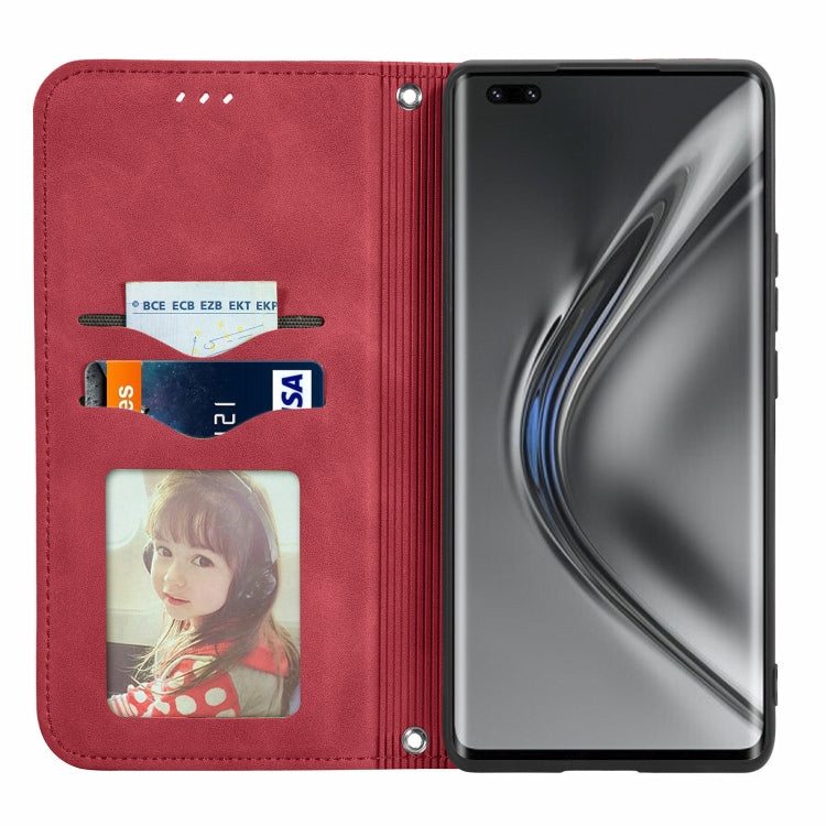 For Honor V40 5G Retro Skin Feel Business Magnetic Horizontal Flip Leather Case with Holder & Card Slots & Wallet & Photo Frame