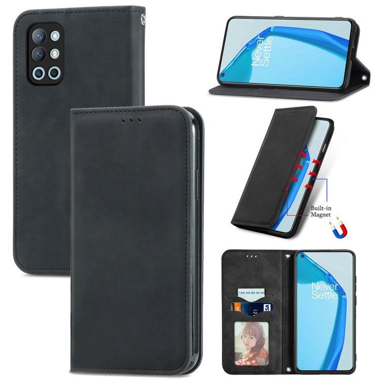 For OnePlus 9R Retro Skin Feel Business Magnetic Horizontal Flip Leather Case with Holder & Card Slots & Wallet & Photo Frame
