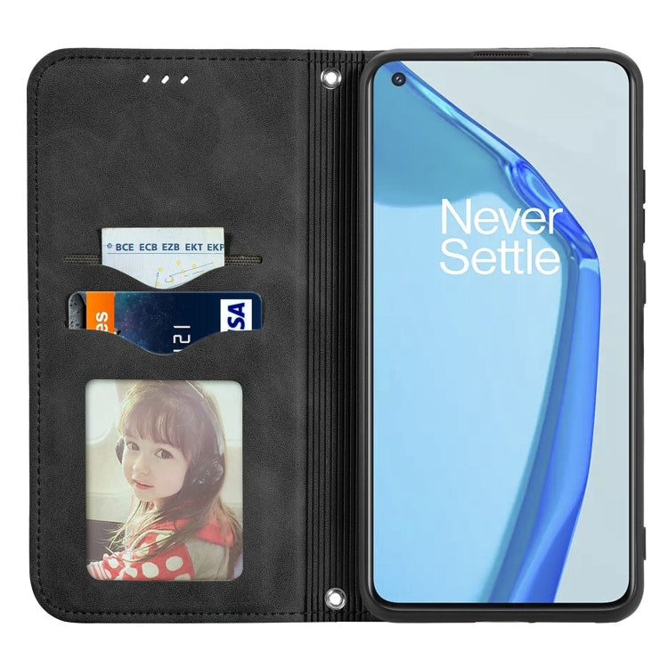 For OnePlus 9R Retro Skin Feel Business Magnetic Horizontal Flip Leather Case with Holder & Card Slots & Wallet & Photo Frame