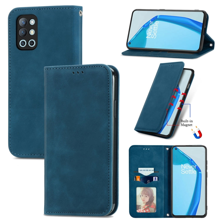 For OnePlus 9R Retro Skin Feel Business Magnetic Horizontal Flip Leather Case with Holder & Card Slots & Wallet & Photo Frame