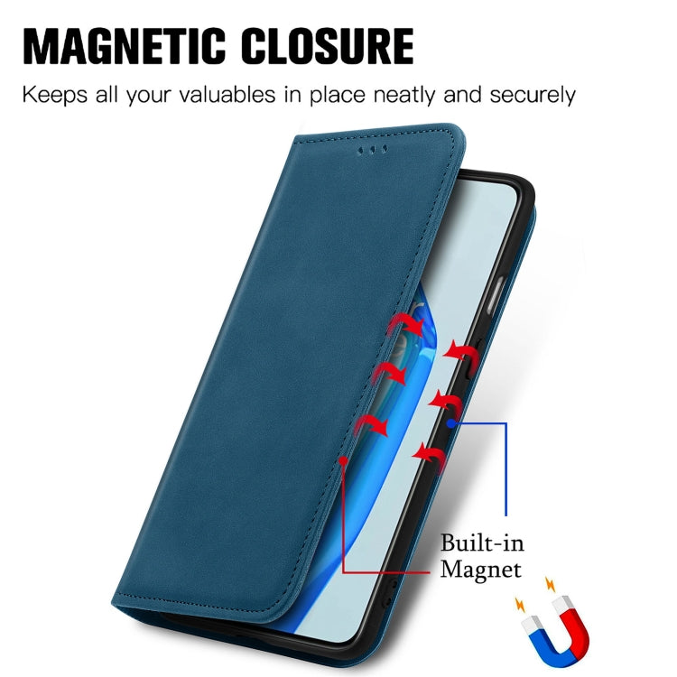 For OnePlus 9R Retro Skin Feel Business Magnetic Horizontal Flip Leather Case with Holder & Card Slots & Wallet & Photo Frame