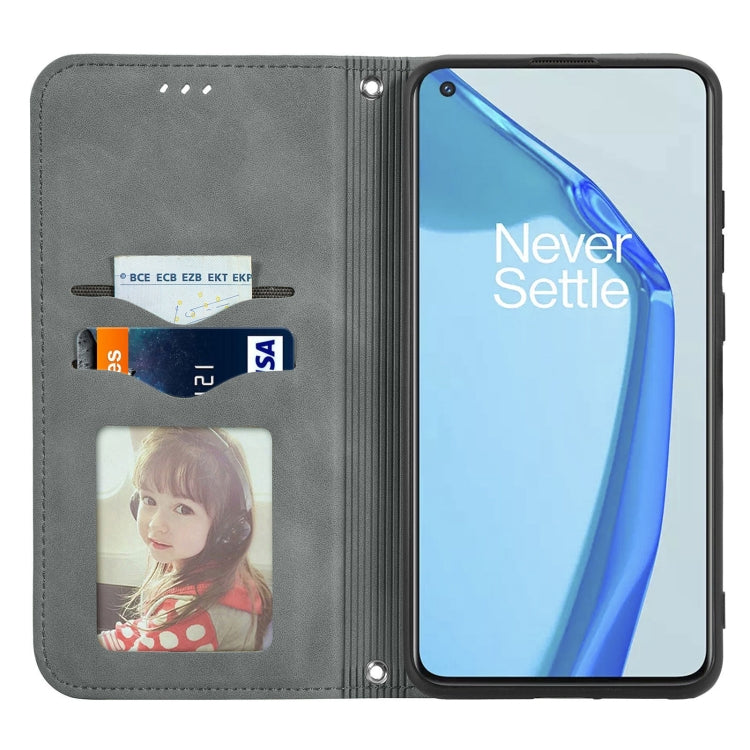 For OnePlus 9R Retro Skin Feel Business Magnetic Horizontal Flip Leather Case with Holder & Card Slots & Wallet & Photo Frame