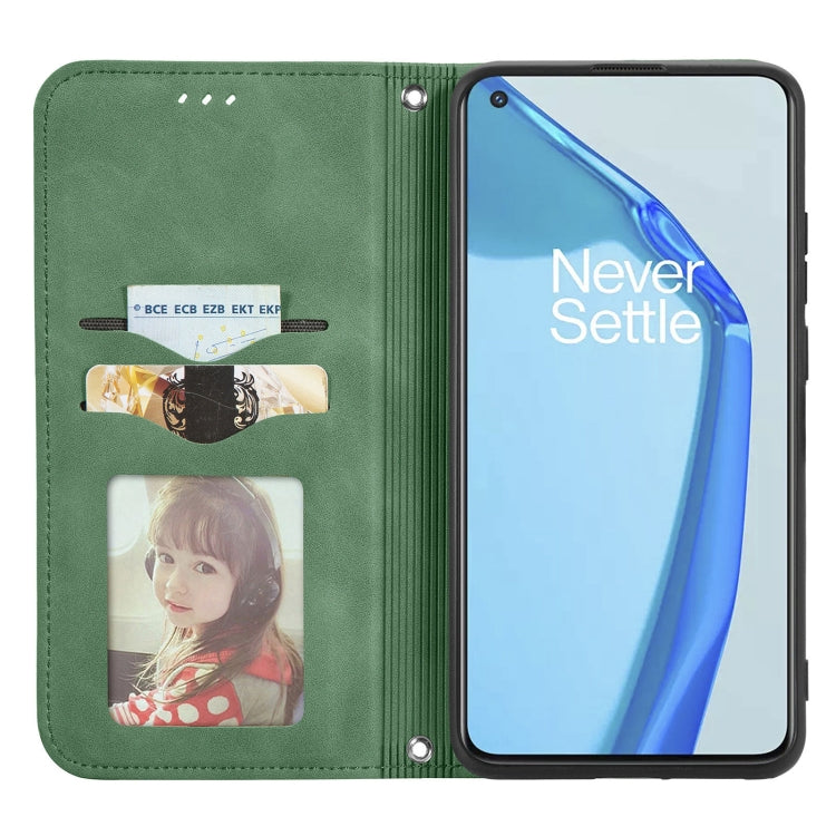 For OnePlus 9R Retro Skin Feel Business Magnetic Horizontal Flip Leather Case with Holder & Card Slots & Wallet & Photo Frame