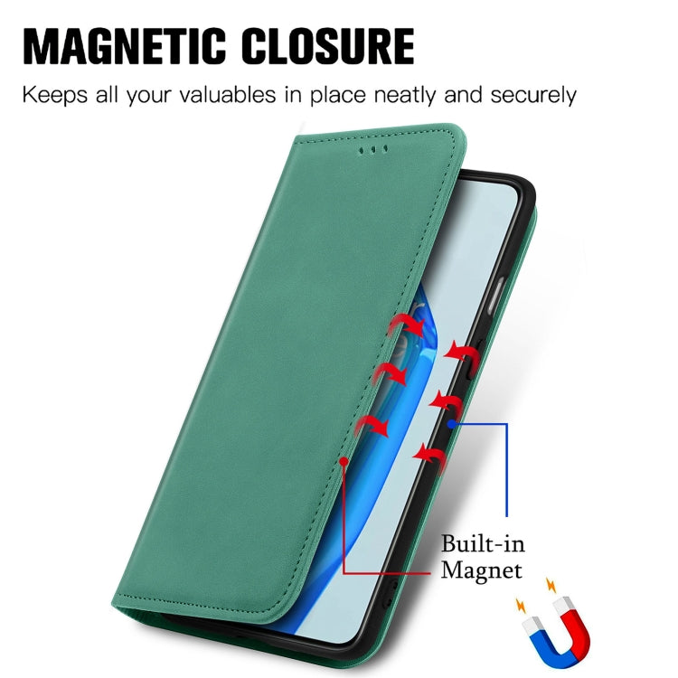 For OnePlus 9R Retro Skin Feel Business Magnetic Horizontal Flip Leather Case with Holder & Card Slots & Wallet & Photo Frame