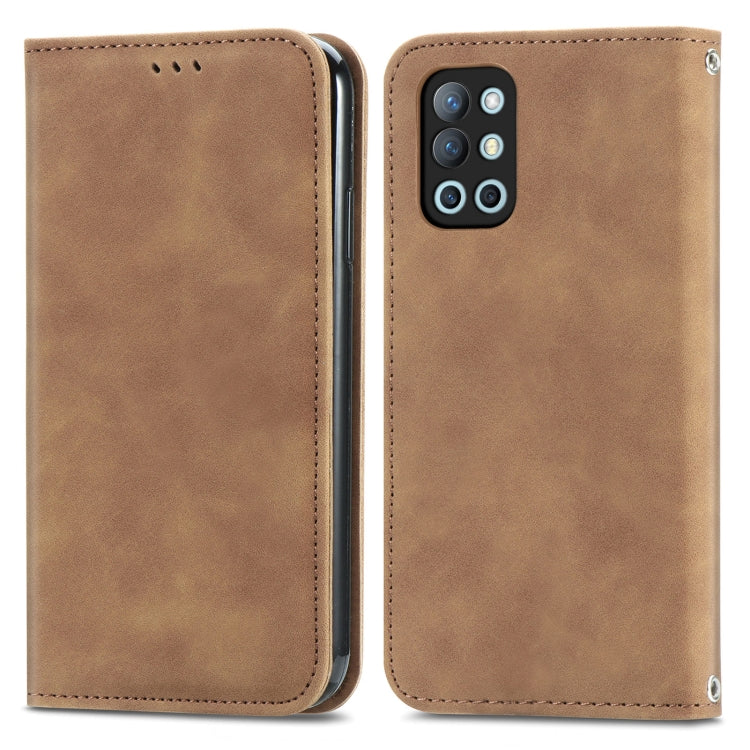 For OnePlus 9R Retro Skin Feel Business Magnetic Horizontal Flip Leather Case with Holder & Card Slots & Wallet & Photo Frame