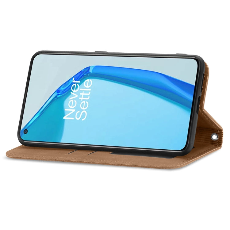 For OnePlus 9R Retro Skin Feel Business Magnetic Horizontal Flip Leather Case with Holder & Card Slots & Wallet & Photo Frame