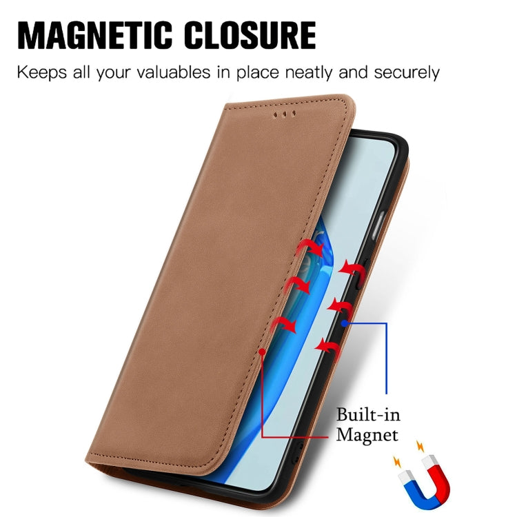 For OnePlus 9R Retro Skin Feel Business Magnetic Horizontal Flip Leather Case with Holder & Card Slots & Wallet & Photo Frame