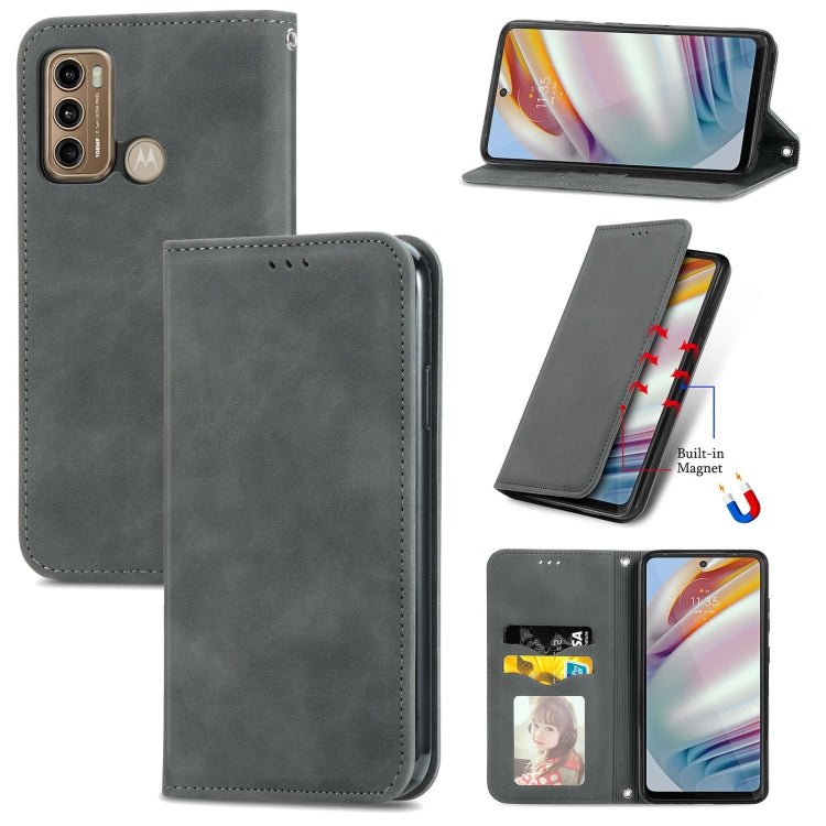For Motorola Moto G60 Retro Skin Feel Business Magnetic Horizontal Flip Leather Case with Holder & Card Slots & Wallet & Photo Frame