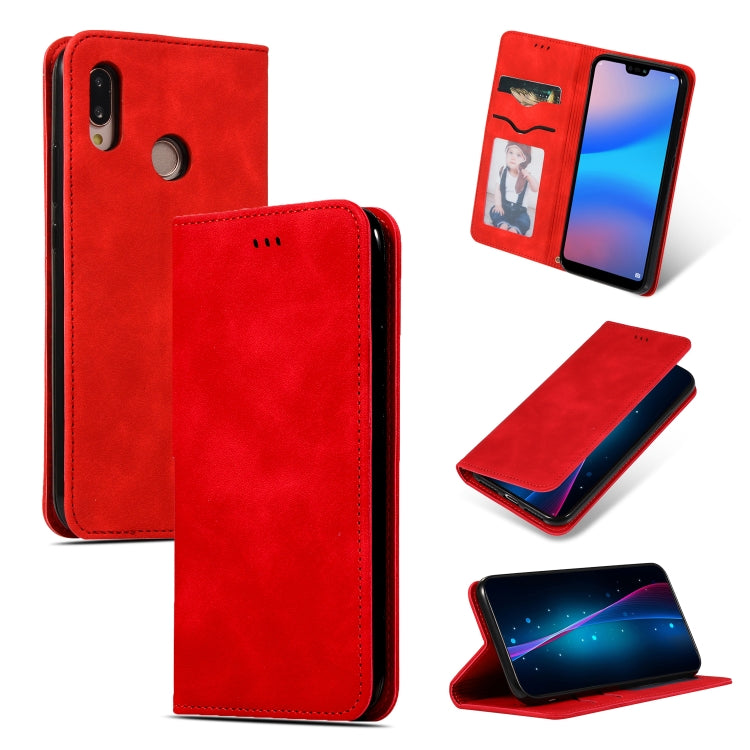 Retro Skin Feel Business Magnetic Horizontal Flip Leather Case for Huawei P20 Lite
