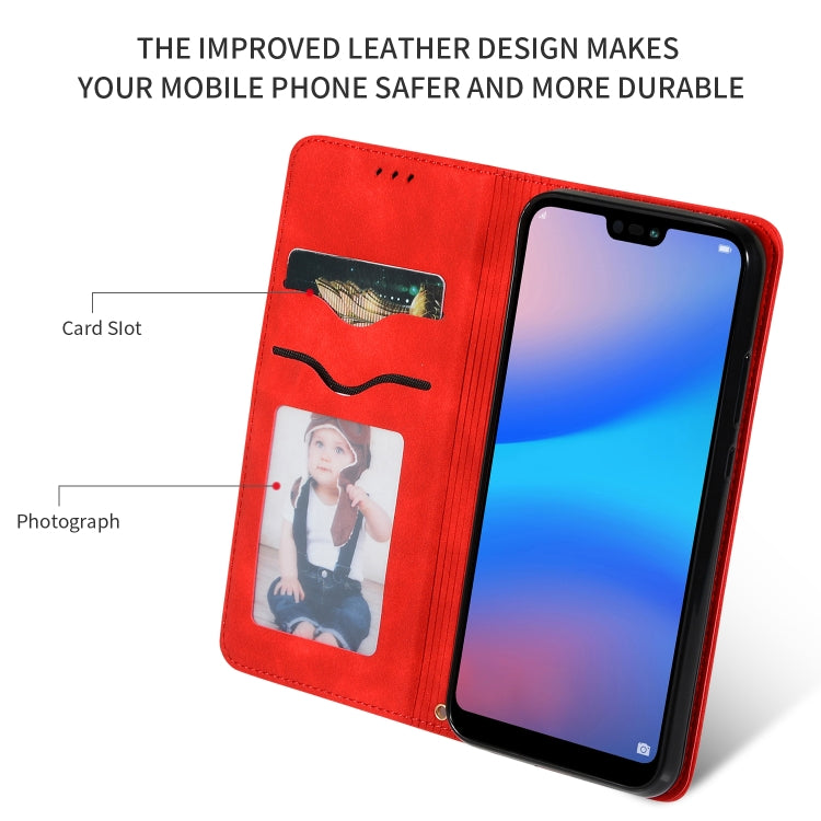Retro Skin Feel Business Magnetic Horizontal Flip Leather Case for Huawei P20 Lite