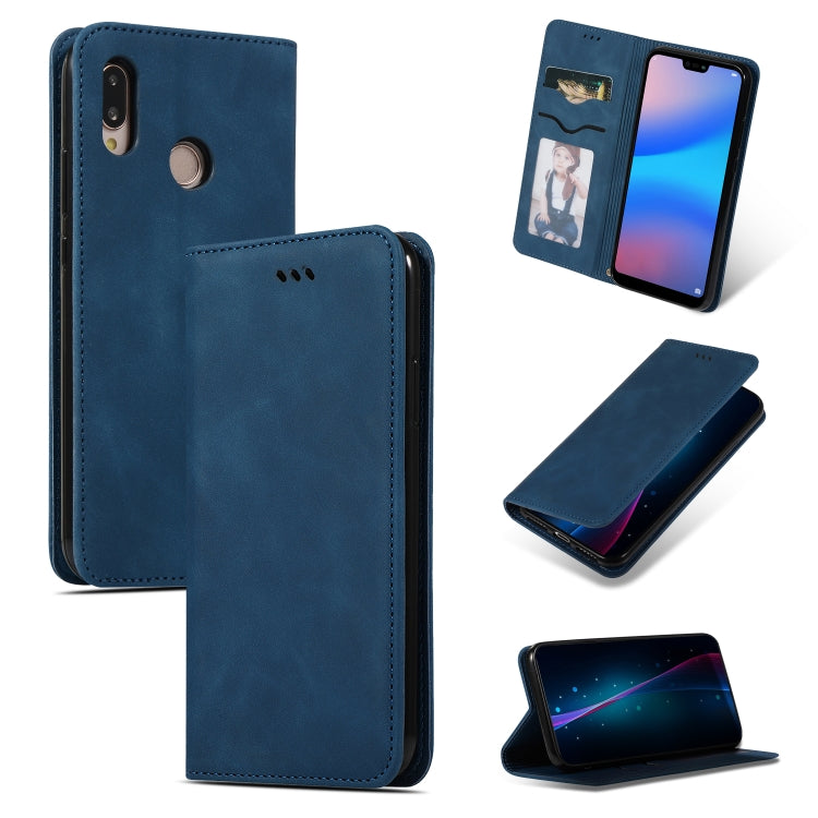 Retro Skin Feel Business Magnetic Horizontal Flip Leather Case for Huawei P20 Lite
