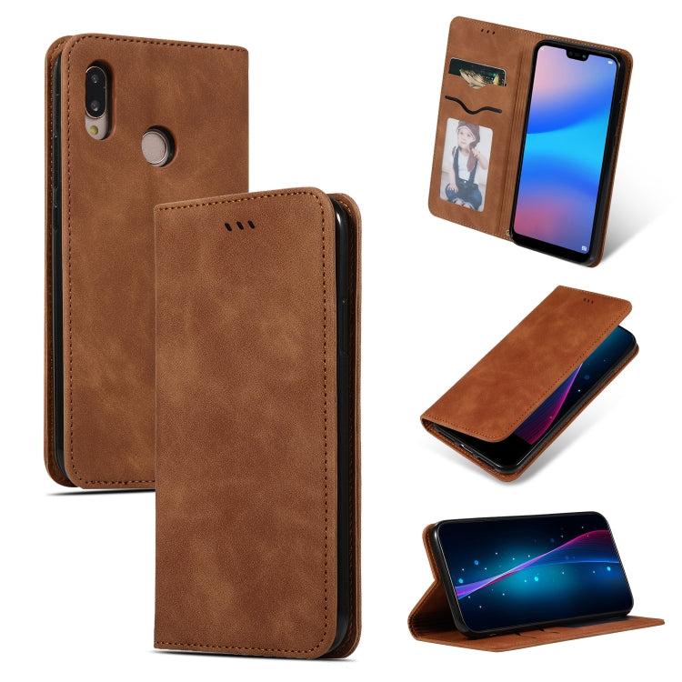 Retro Skin Feel Business Magnetic Horizontal Flip Leather Case for Huawei P20 Lite
