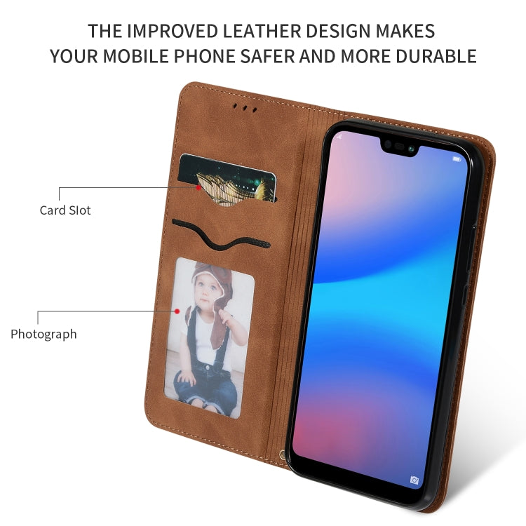 Retro Skin Feel Business Magnetic Horizontal Flip Leather Case for Huawei P20 Lite