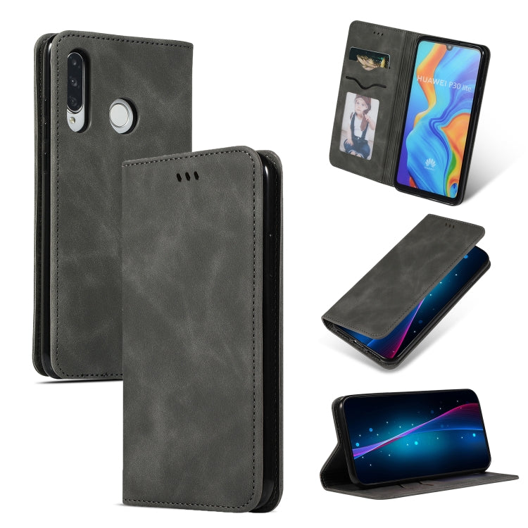Retro Skin Feel Business Magnetic Horizontal Flip Leather Case for Huawei P30 Lite