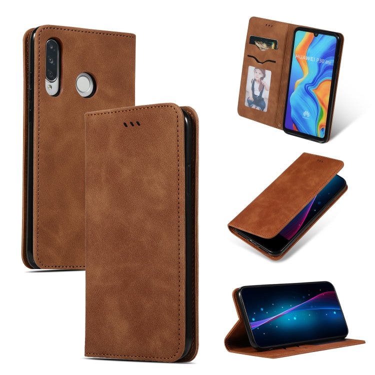 Retro Skin Feel Business Magnetic Horizontal Flip Leather Case for Huawei P30 Lite