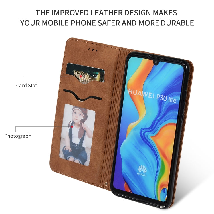 Retro Skin Feel Business Magnetic Horizontal Flip Leather Case for Huawei P30 Lite