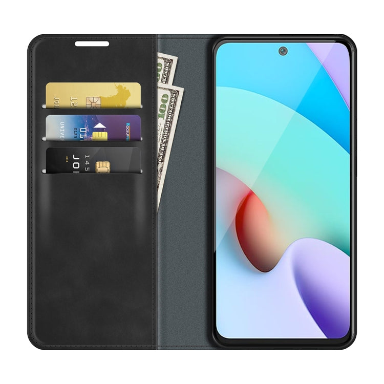For Xiaomi Redmi 10 Retro-skin Business Magnetic Suction Leather Case with Holder & Card Slots & Wallet