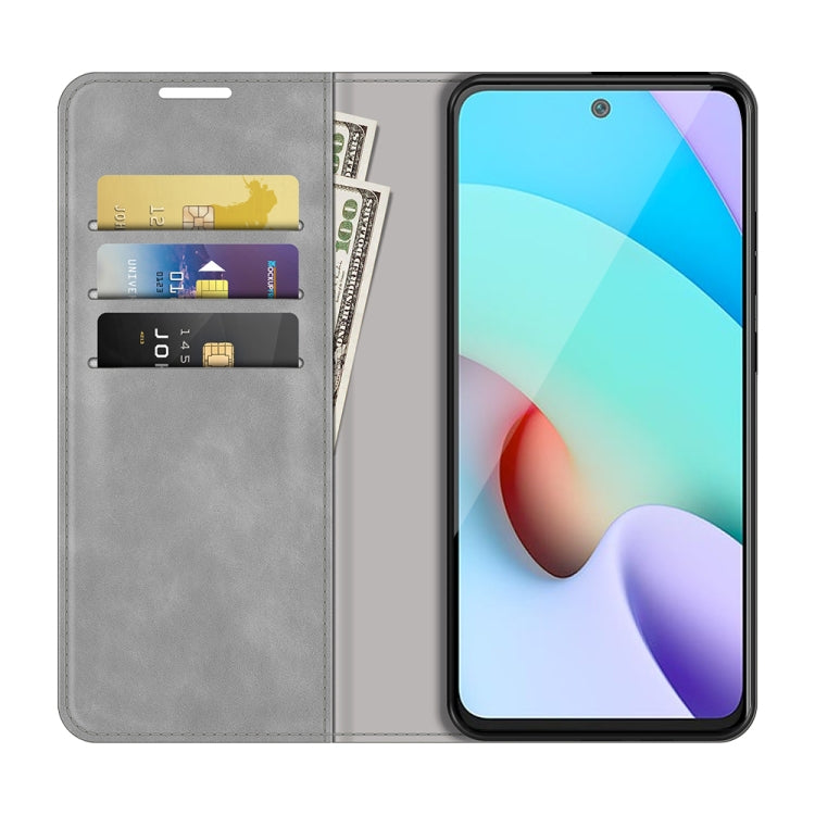 For Xiaomi Redmi 10 Retro-skin Business Magnetic Suction Leather Case with Holder & Card Slots & Wallet