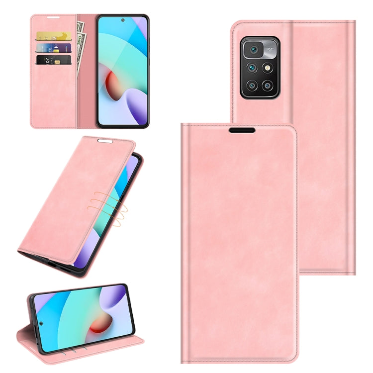 For Xiaomi Redmi 10 Retro-skin Business Magnetic Suction Leather Case with Holder & Card Slots & Wallet