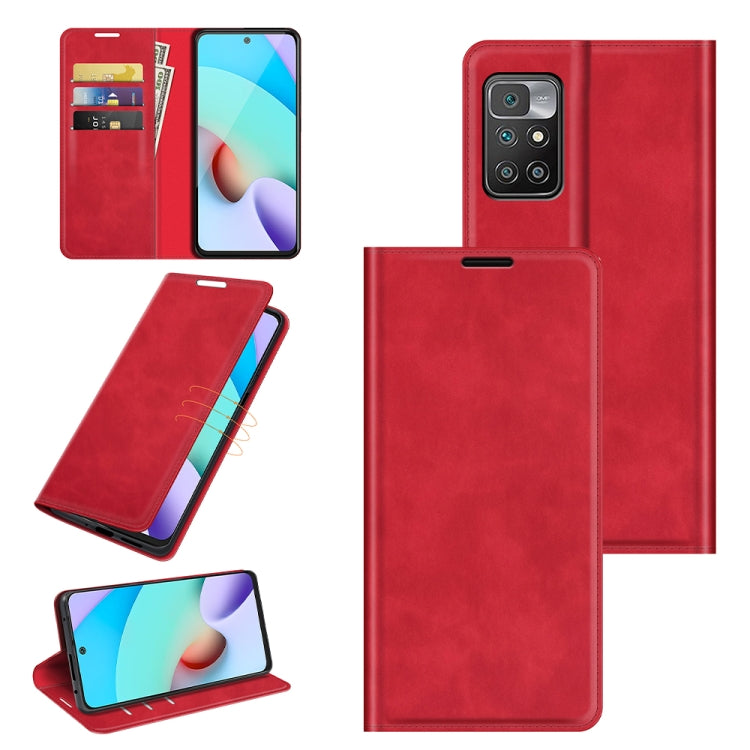 For Xiaomi Redmi 10 Retro-skin Business Magnetic Suction Leather Case with Holder & Card Slots & Wallet