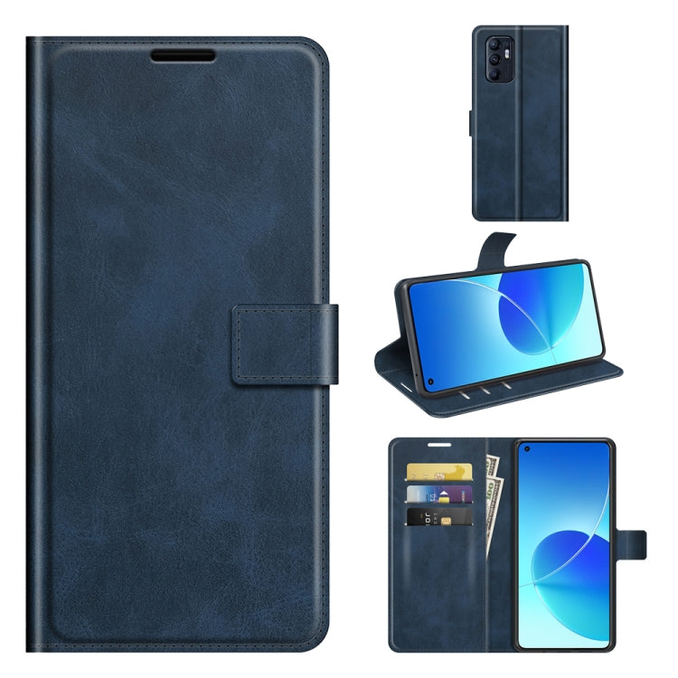 For OPPO Reno6 4G Retro Calf Pattern Buckle Horizontal Flip Leather Case with Holder & Card Slots & Wallet