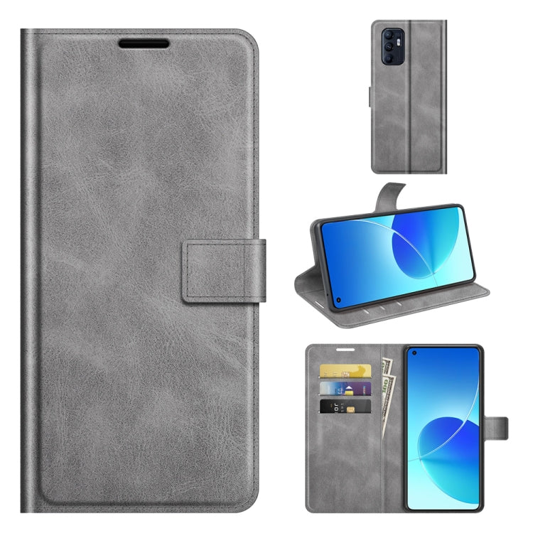 For OPPO Reno6 4G Retro Calf Pattern Buckle Horizontal Flip Leather Case with Holder & Card Slots & Wallet