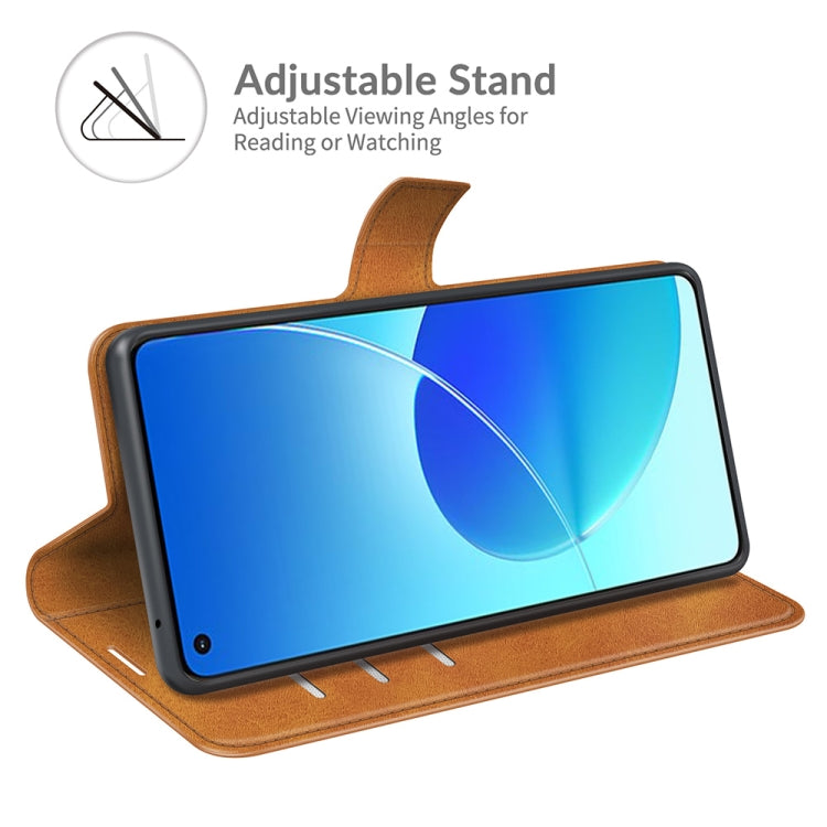 For OPPO Reno6 4G Retro Calf Pattern Buckle Horizontal Flip Leather Case with Holder & Card Slots & Wallet