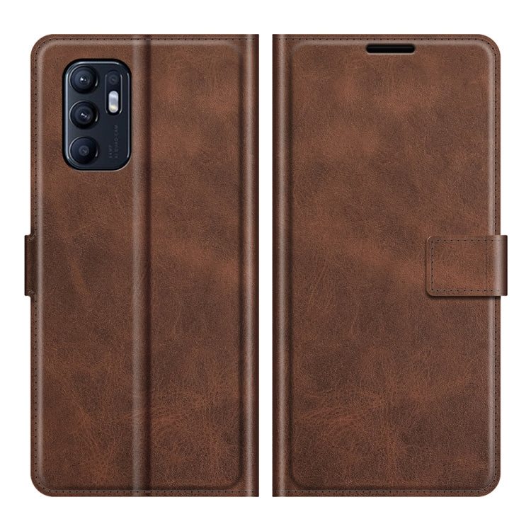 For OPPO Reno6 4G Retro Calf Pattern Buckle Horizontal Flip Leather Case with Holder & Card Slots & Wallet