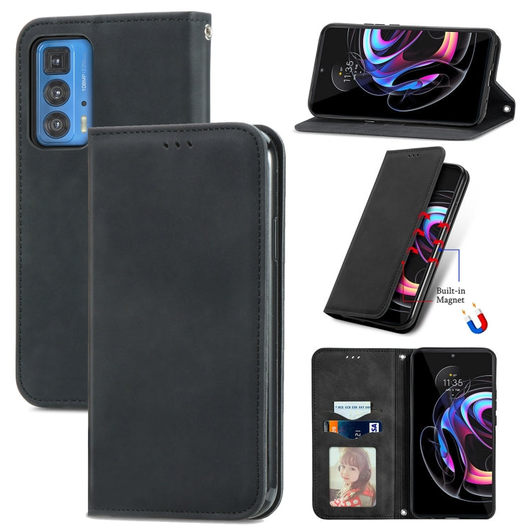 For Motorola Edge 20 Pro Retro Skin Feel Business Magnetic Horizontal Flip Leather Case With Holder & Card Slots & Wallet & Photo Frame