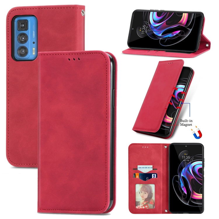 For Motorola Edge 20 Pro Retro Skin Feel Business Magnetic Horizontal Flip Leather Case With Holder & Card Slots & Wallet & Photo Frame