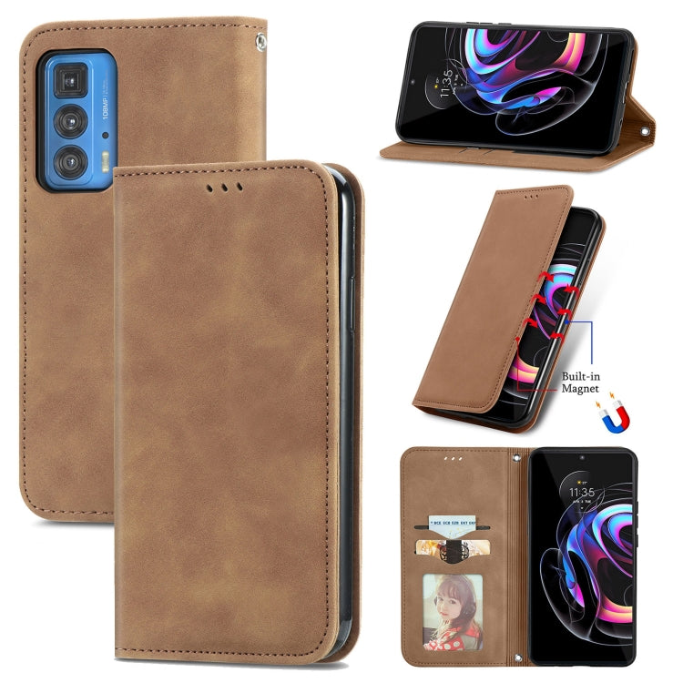 For Motorola Edge 20 Pro Retro Skin Feel Business Magnetic Horizontal Flip Leather Case With Holder & Card Slots & Wallet & Photo Frame