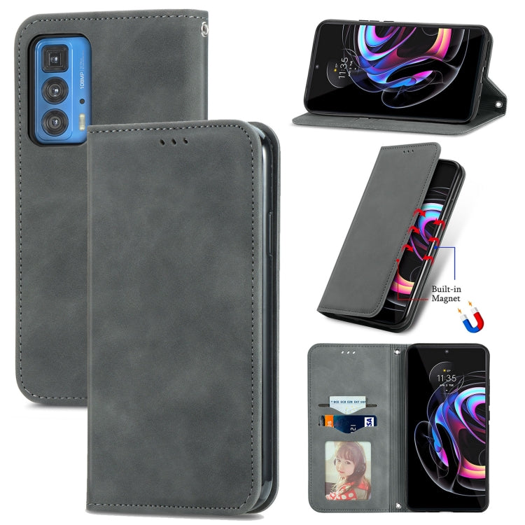 For Motorola Edge 20 Pro Retro Skin Feel Business Magnetic Horizontal Flip Leather Case With Holder & Card Slots & Wallet & Photo Frame
