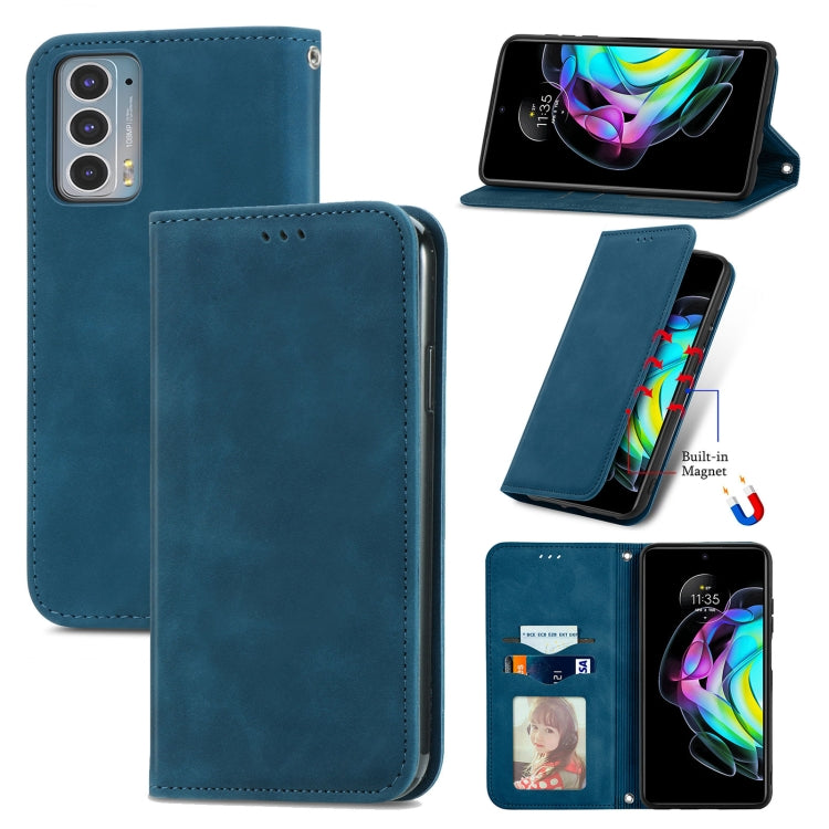 For Motorola Edge 20 Retro Skin Feel Business Magnetic Horizontal Flip Leather Case With Holder & Card Slots & Wallet & Photo Frame