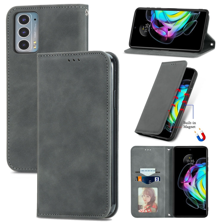 For Motorola Edge 20 Retro Skin Feel Business Magnetic Horizontal Flip Leather Case With Holder & Card Slots & Wallet & Photo Frame