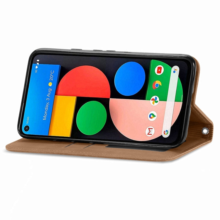 For Google Pixel 5a 5G Retro Skin Feel Business Magnetic Horizontal Flip Leather Case with Holder & Card Slots & Wallet & Photo Frame