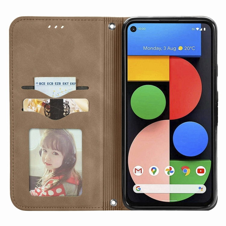 For Google Pixel 5a 5G Retro Skin Feel Business Magnetic Horizontal Flip Leather Case with Holder & Card Slots & Wallet & Photo Frame