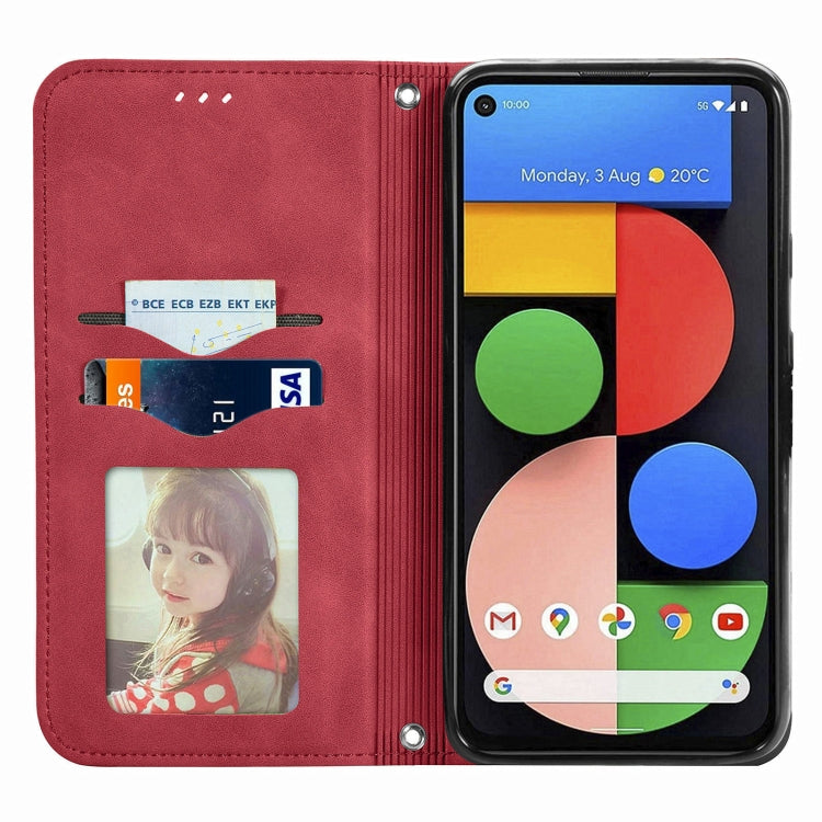 For Google Pixel 5a 5G Retro Skin Feel Business Magnetic Horizontal Flip Leather Case with Holder & Card Slots & Wallet & Photo Frame